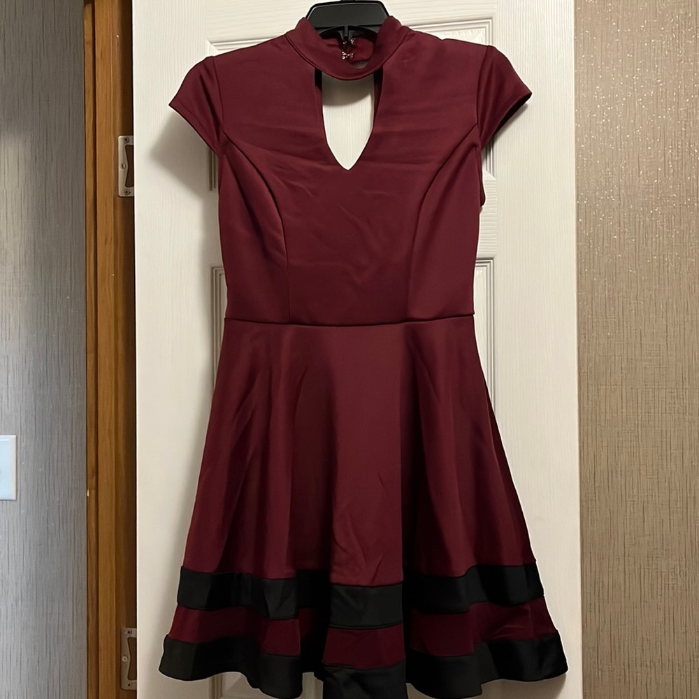 Burgundy Keyhole Dress